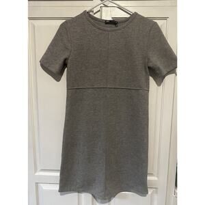ZARA Women's Cotton Blend Reverse Seam Ribbed Gray Sweater Dress Size Small